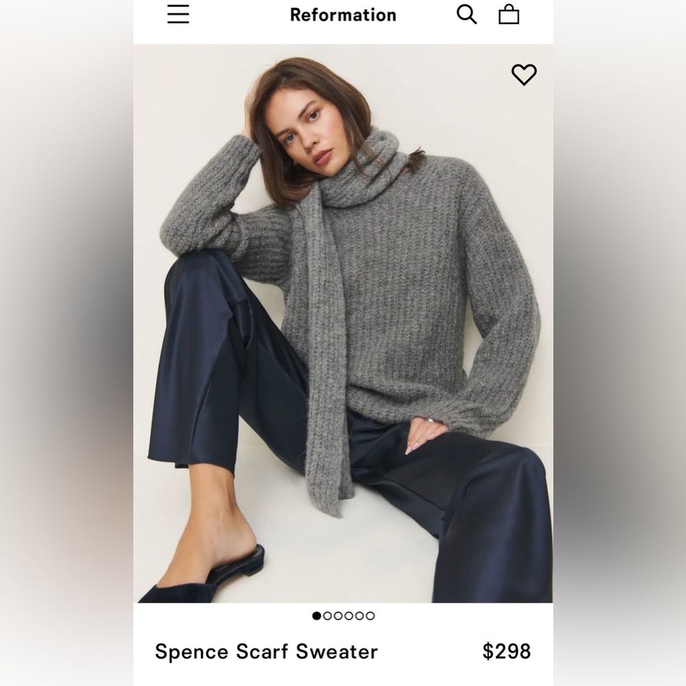 Reformation Spence Scarf Sweater in Thunder Grey
